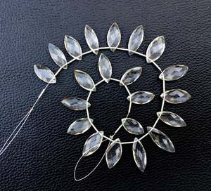 Pierres précieuses en Quartz clair naturel, 21 pièces, perles en forme de Marquise à facettes, fabrication de bijoux en cristal incolore, vente en gros - Product Image 3