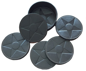 Posavasos de cuero negro, adecuado para hoteles y casa - Product Image 1