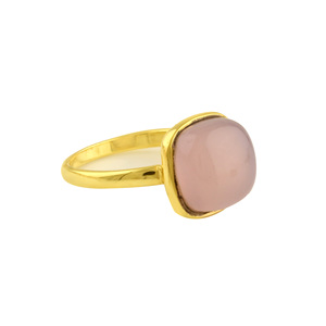 Best Selling Beautiful 12mm Natural Rose Quartz Stone Bezel Setting Jewelry 925 Silver Cushion Shape <b>Dainty</b> Boho <b>Ring</b> for Women - Product Image 2