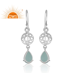 Prong Set Aqua Chalcedony Gemstone <b>Earring</b> Jewelry Supplier Handmade 925 Sterling Silver <b>Earring</b> <b>Fine</b> Jewelry Wholesaler - Product Image 3