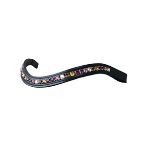 <b>Top</b> Trendy Latest Design Durable Leather Equestrian Brow Band Pink Red Orange Purple <b>Crystals</b> Design by Manufacturer - Product Image 1
