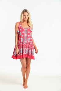 Tunique de broderie de point de chaîne courte de femme bohème traditionnelle Hippie Boho moyen-orient ourlet à volants robe d'été taille naturelle pour - Product Image 4