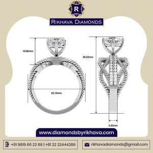 Rikhava 10K แหวนทองคำขาวผู้หญิง, แหวนเพชรธรรมชาติเครื่องประดับที่ดี - Product Image 2