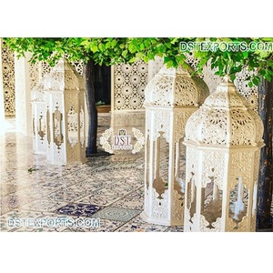 Lanternes à thème marocain pour mariage, lampe blanche, pour entrée de mariage, décoration pour passerelle - Product Image 1