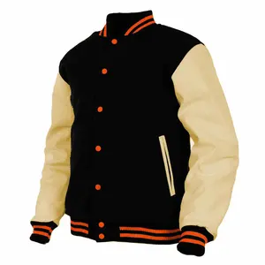 Jaket Wol Vuniversitas 2022 Jaket Pria SAMPUL HITAM Letterman Jaket Bordir Kulit Imitasi Jaket Wol Domba Murni Pria