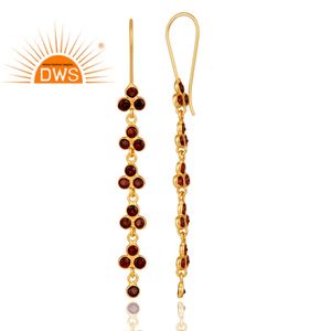 ต่างหูเงินแท้ 925 ชุบทอง 18k ประดับพลอยหลากสีทรงกลม แบบยาว คลาสสิก ขายส่ง - Product Image 3