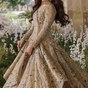 ZARDOZI-hermoso vestido indio/paquistaní bordado pesado en ANARKALI con LEHENGA WALIMA embellecido, trabajo para boda @ 2021 - Product Image 1