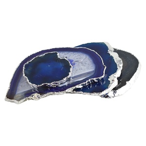 Fresh Agate Dining <b>Coasters</b> Set <b>Silver</b> Plated Finish Home Decor Tableware & Hotel Restaurant Decor Elegant Design - Product Image 1