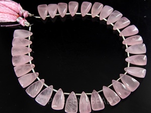 <b>Rose</b> <b>Quartz</b> Smooth Long Trillion 15X8MM Briolette Pyramid Teardrop Drop <b>Earring</b> Pair Wholesaler Supplies - Product Image 2