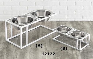 Mangeoire pour chiens bol à boire réglable en hauteur Double bols pour chiens support de bol en acier inoxydable pour animaux de compagnie chat chien - Product Image 2