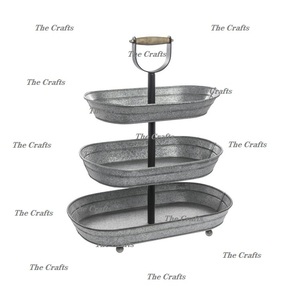 Bandeja de servicio galvanizada de forma rectangular con asas de hierro negro Bandeja de servicio a precios asequibles - Product Image 4