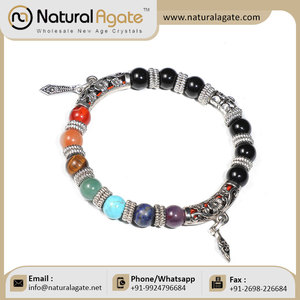 Best Quality 7 Chakra <b>Bracelet</b> with Black Tourmaline Gemstone <b>Beaded</b> <b>Bracelet</b> In Multi Color For Bulk Supply - Product Image 4