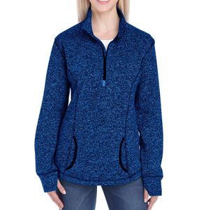 Pull-over de performance pour femme à col montant, séchage rapide, évacuation de l'humidité, double séchage, fermeture éclair 1/4, en polaire, polyester/coton, écologique - Product Image 4