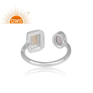 Opale Éthiopienne naturelle Et Arc-En-Ciel Pierre de Lune Anneau de Pierres Précieuses Bijoux Fine 925 Bague Ouverte En Argent Sterling Bijoux - Product Image 4