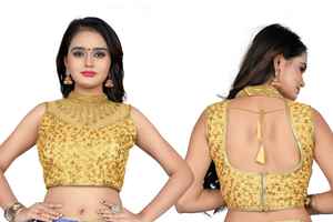 Couleur dorée entièrement cousue Khatli travail lourd brodé coton soie filles indiennes porter attrayant séquence travail entièrement cousu vêtement - Product Image 3