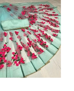 Hầu hết các xu hướng cái nhìn đám cưới mặc Net thêu làm việc Saree với áo mảnh phụ nữ Ấn độ mặc Sari giá thấp bán buôn surat trang phục - Product Image 6