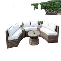Ensemble de canapés de jardin extensibles modernes en rotin tressé haute performance avec plateau en verre pour usage extérieur DL