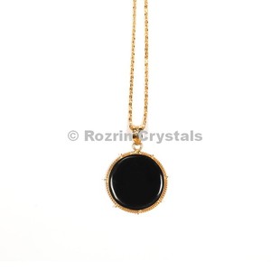 Pierres précieuses Jaspe Noir Disque Pendentifs - Product Image 1
