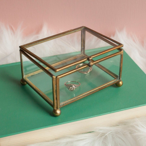 Brass and <b>Glass</b> Medium Rectangular Keepsake <b>Box</b> - Product Image 1