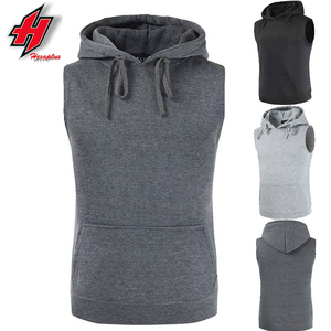 Custom Logo High Quality Breathable Casual Fitness <b>Sleeveless</b> <b>Hoodie</b> Sport Wear Solid Color Pullover Men Gym Knitted Sporty - Product Image 2