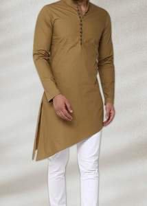 Kurta étnico largo para hombres sedoso y algodón estampado indio y pakistaní ropa para adultos - Product Image 4