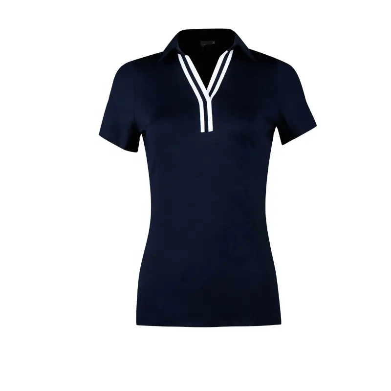 Latest Women golf clothes white navy red ladies sport t-shirts custom polo golf shirts