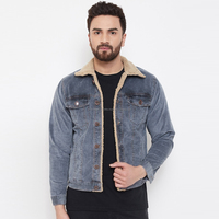 Blousons de moto en tissu denim de coton pour hommes, avec lavage pigmenté, personnalisables OEM, avec boutons en fourrure de mouton, écologiques, grandes tailles