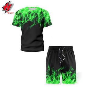 Conjunto de pantalones cortos y camiseta personalizada unisex, ropa de calle de dos piezas de gran tamaño para hombre, tops y pantalones en blanco de verano de talla grande - Product Image 2