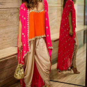 Designer indien/pakistanais-fête-l'usure élégant dhoti robe avec beau travail applique pour la fête/mariage = 2020 - Product Image 1