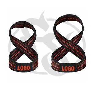 Straps Figure 8 Wholesale OEM Custom Logo Latex Slip Gym Wrist Straps Figure 8 Weightlifting - Product Image 2