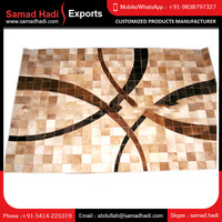 Tapis de prière musulman de luxe moderne en cuir de vachette fait main, tapis de salon, patchwork personnalisé, adapté aux animaux domestiques, pour exportateurs en gros
