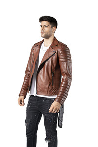 Chaqueta Universitaria Casual y Elegante para Hombre, Valeriano Romano, Cuero Genuino, Largo Regular, Cuello Alto, Se Acepta OEM, Procesamiento con Recubrimiento - Product Image 5