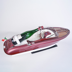Riva Rivarama Handcrafted Modern <b>Nautical</b> Wooden Model Ship Wine Holder Cedar LED Lights Pattern Painting Home <b>Decor</b> Gift - Product Image 1