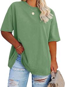 Camiseta sólida ecológica extragrande para mujer personalizada con estampado de logotipo personalizado - Product Image 5