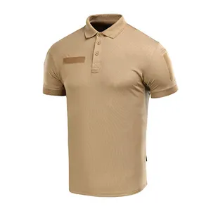 Men Tactical Polo T Shirts Light Brown Comfortable Cotton Short Sleeves