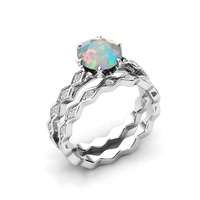 Set cincin pertunangan batu Opal Etiopia alami Solid perak murni 925 toko dari pemasok perhiasan sekarang harga grosir toko