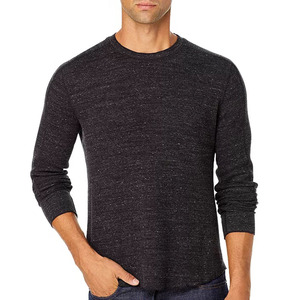 Soldes d'été : T-shirt noir à col rond, T-shirt anthracite à manches longues en pur coton. Vêtements - Product Image 2