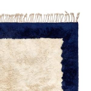 Very Soft Gift Unique Beni Ourain Rug Hand Made Moroccan Boho Beni Ourain Rugs Hand Knotted Wool Cotton Black Beige Area Rug - Product Image 6