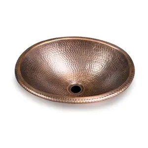 Best Quality Hammered Copper Wash Basin Home Bathroom Oval Copper Bath Wash Basin