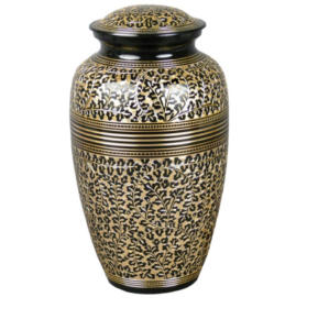 Urnes funéraires adultes en laiton de qualité supérieure urnes funéraires avec bandes d'or et anneau urnes fantaisie indiennes bleu marine fini - Product Image 5