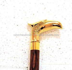 Bastones artesanales de latón antiguo, mango náutico con cara de águila, caminar coleccionable para senderismo con cómodo Calvin de goma - Product Image 4