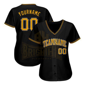 100% Polyester Cheap price Custom logo Design women Sublimated Button Baseball Jersey - Product Image 2