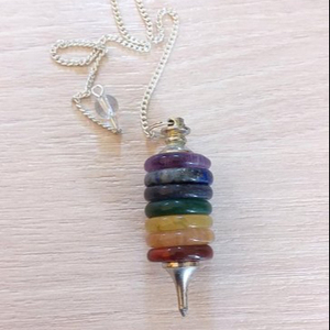 Pendule en pierre polie 7 chakras, outil de guérison Feng Shui, forme crayon, équilibre énergétique des cristaux - Product Image 3