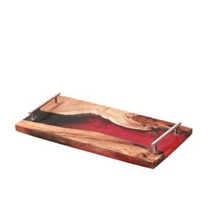 Plateau de service de haute qualité bois et résine plateau en T alimentaire forme ronde pour hôtel Restaurant maison à vendre - Product Image 6