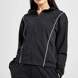 Custom Logo Two-Piece Set 100% Polyester Full Zip up Winter Track Suits with <b>Sweatpants</b> Half Sleeve Length Fleece Closure - Product Image 4