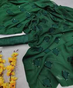 Sari Indio de Modal con Bordado Intenso para Mujer, Ropa de Fiesta, Nueva Colección, Todas las Tallas, Prenda de Lujo Lista para Usar - Product Image 6