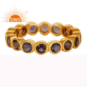 Iolite azul de piedras preciosas de boda diamante anillo anillos boda banda proveedor de joyas amarillo 14k chapado en oro de la joyería de la plata esterlina 925 en tamaño de 4 a 12 - Product Image 1