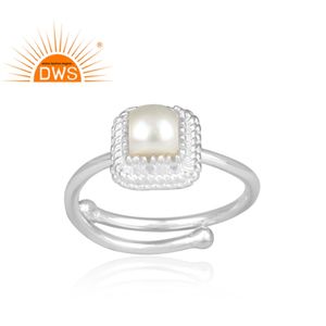 Anillo de Plata de Ley 925 con gema de perla blanca Natural, joyería hecha a mano, para mujeres - Product Image 1