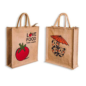 Handmade Organic Biodegradable Jute <b>Bag</b> Custom Decorative Satin Lunch <b>Bag</b> <b>Zip</b> Handle Most Demanded Multipurpose for Personal - Product Image 3