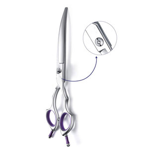 2023 Venta caliente de alta calidad de acero inoxidable curvado tijeras de peluquero elegante corte de pelo herramienta de belleza de goma para tijeras de peluquería - Product Image 1